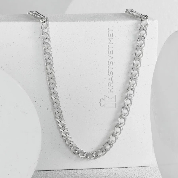 Цепь из серебра 925, плетение «Ромб двойной»